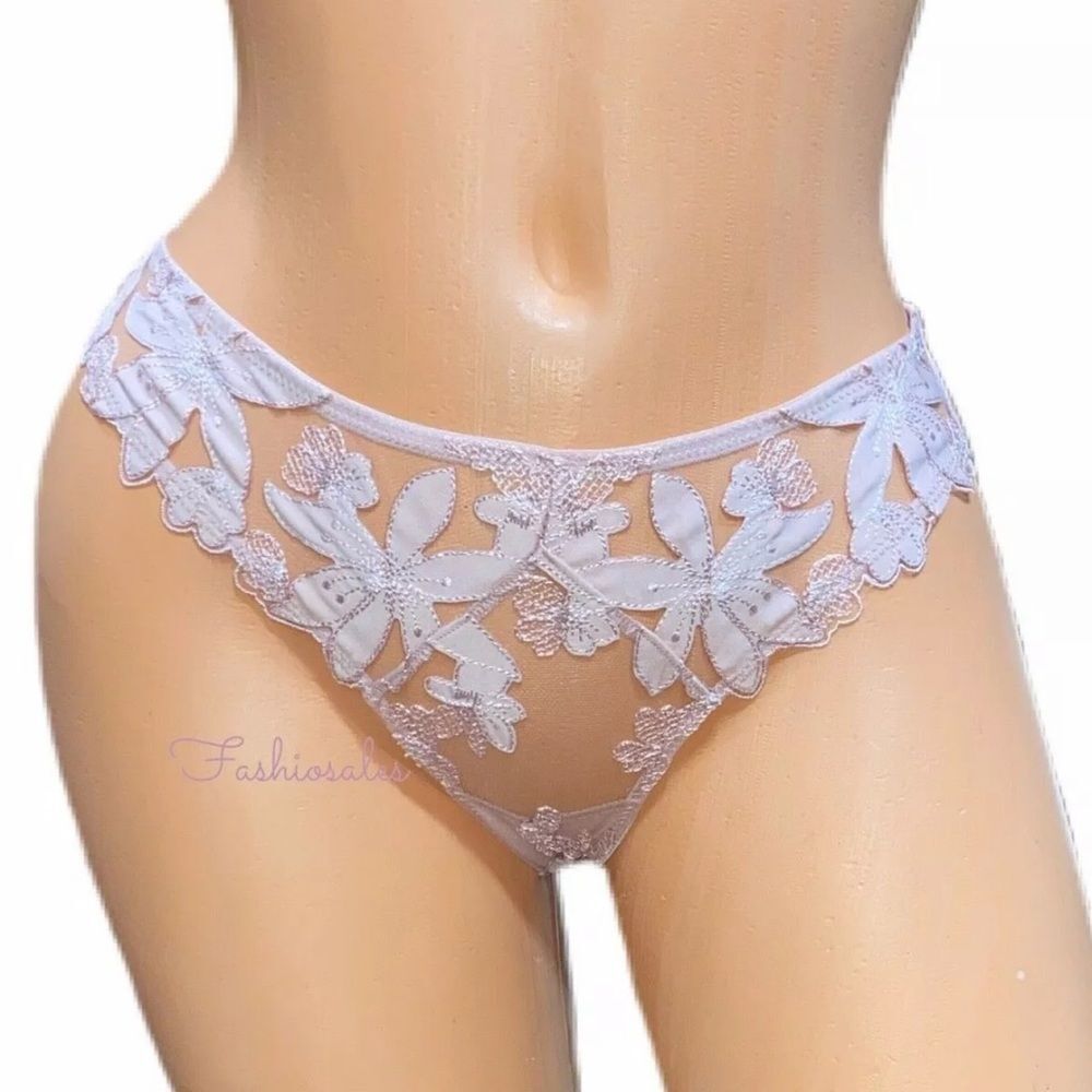 Victoria's Secret LUXE Very Sexy Satin Floral Embroidered Sexy Thong panty M